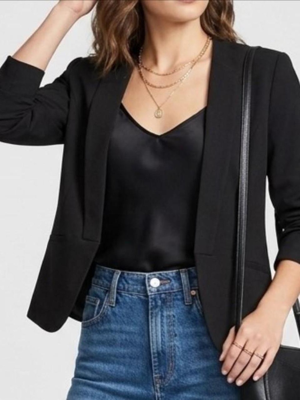 H&M Black Women's Open Front Blazer Jacket
